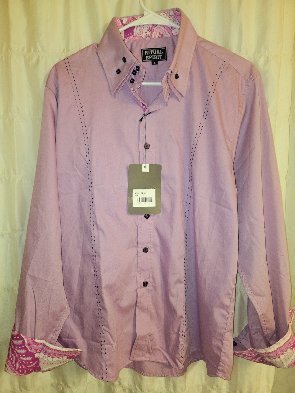 Ritual Spirit Men's Pink Long-Sleeve Button-Down Shirt